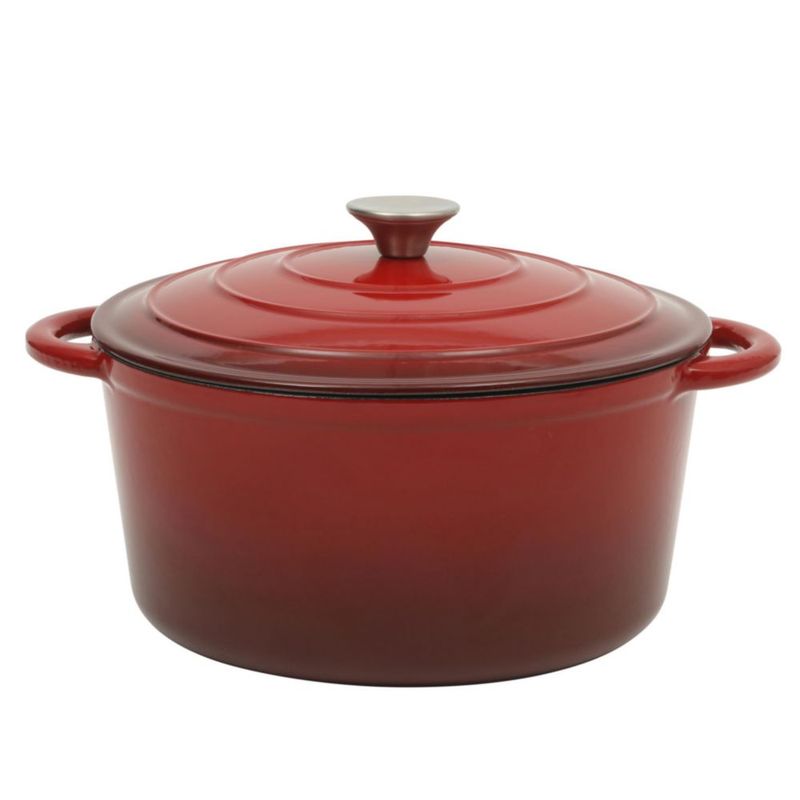 Olla Holandesa Gibson Home de 7 cuartos con acabado rojo degradado esmaltado
