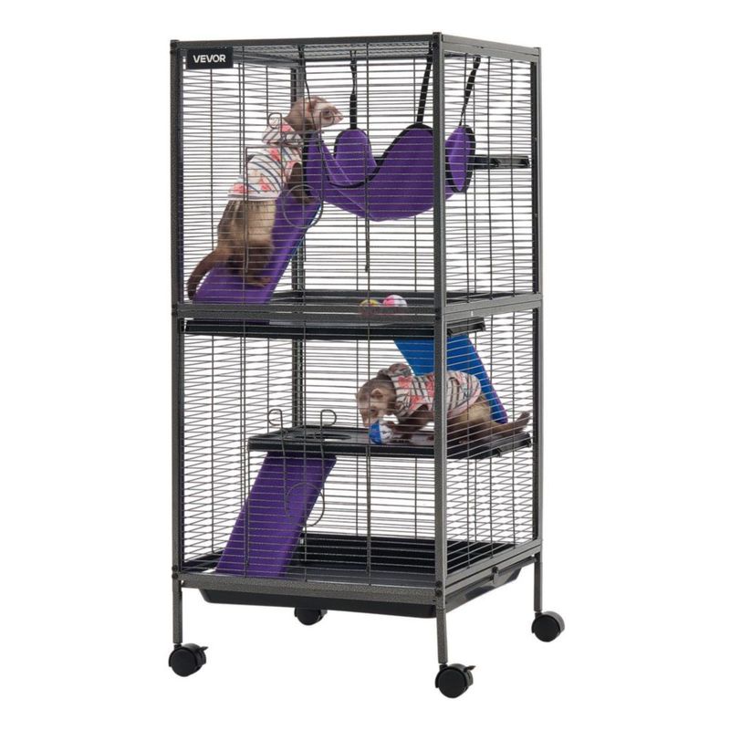 Jaula de alambre VEVOR 113 cm 4 niveles con ruedas