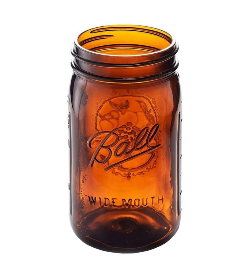 Tarro Mason Ball 1 L Ámbar de Boca Ancha con Protección UV
