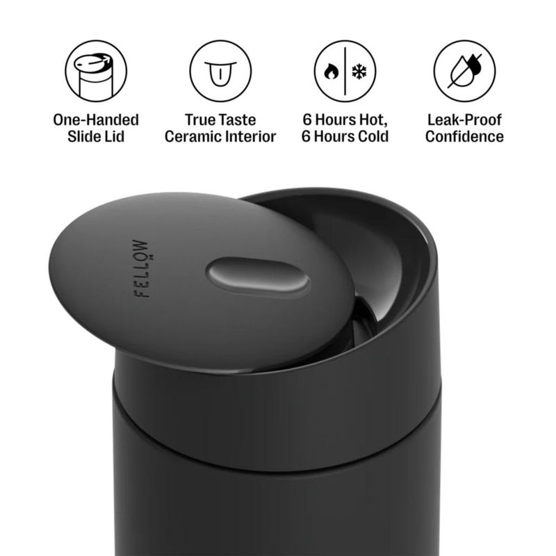 Taza de viaje Fellow 454 ml negro mate con interior cerámico
