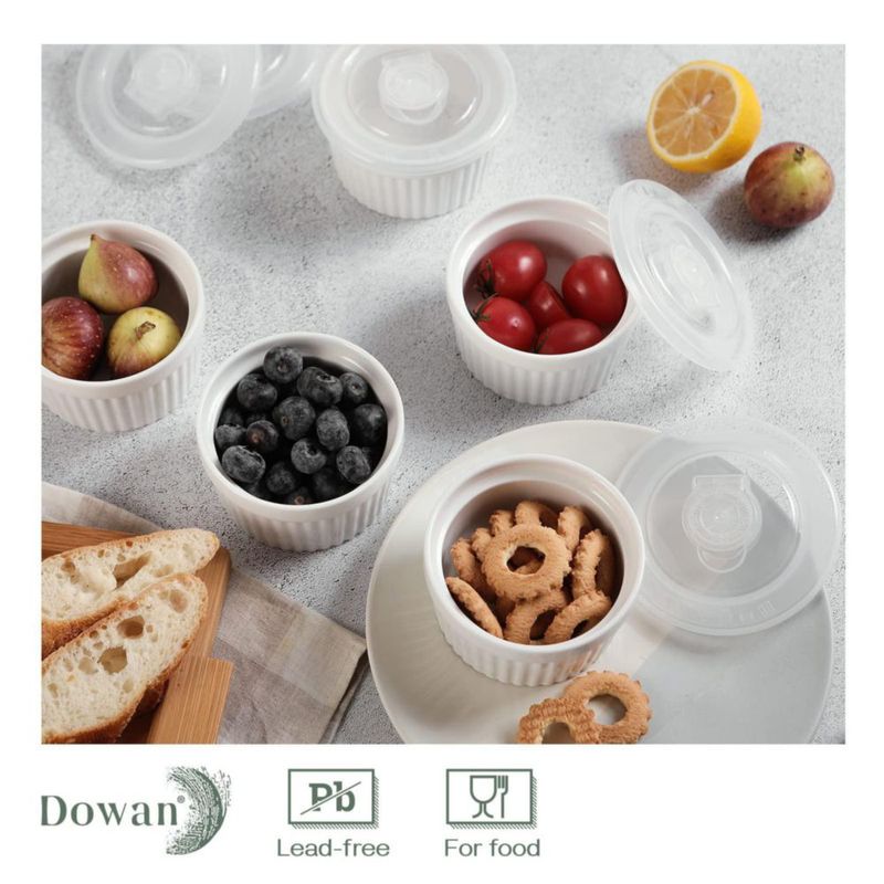 Ramequines DOWAN 170 ml con tapas - Pack de 6 - Blanco