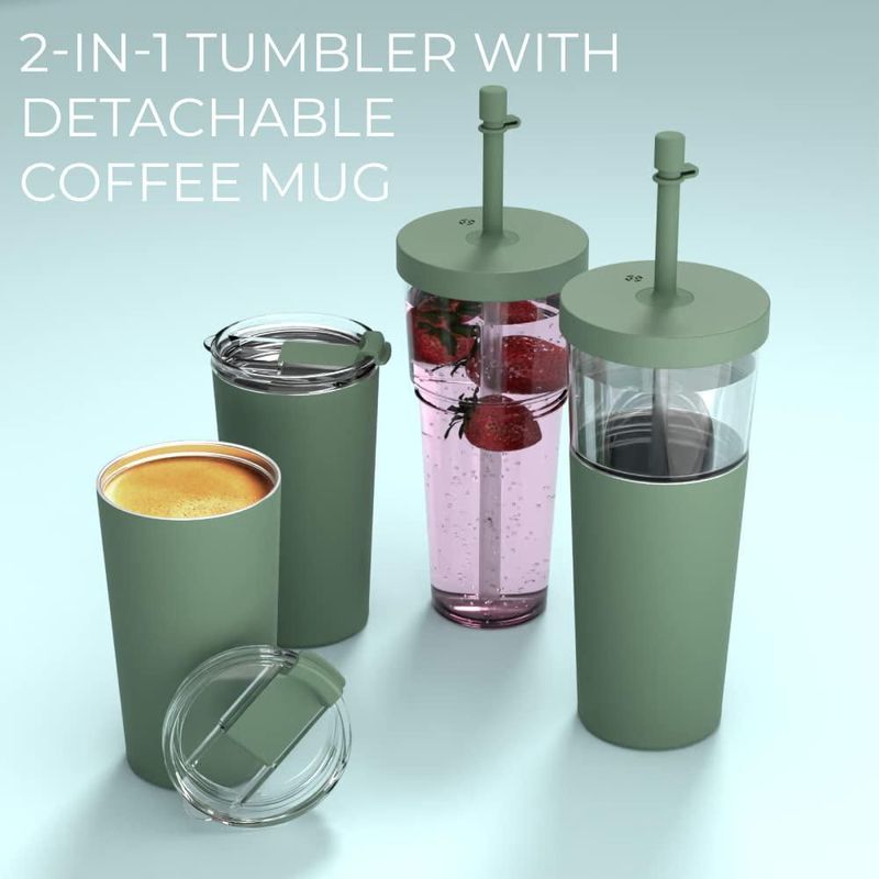 Vaso Asobu de 795 ml Tritan con funda de acero y tapas