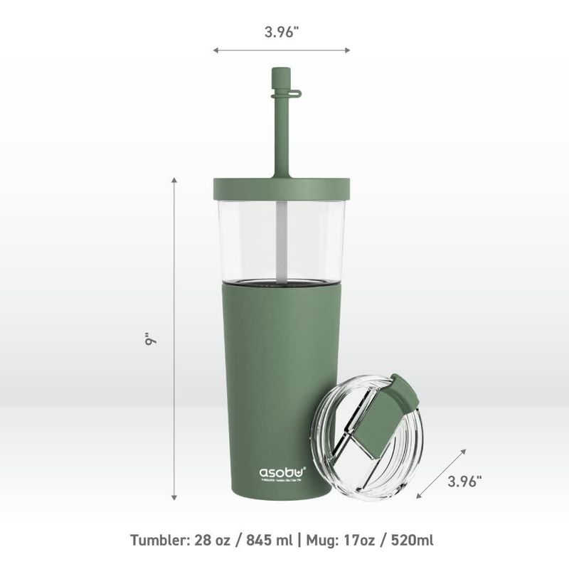 Vaso Asobu de 795 ml Tritan con funda de acero y tapas