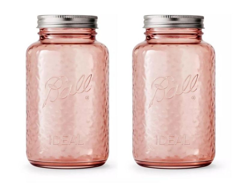 Juego de 2 tarros de conserva Ball de 960 ml color rosa edición limitada (32 oz)