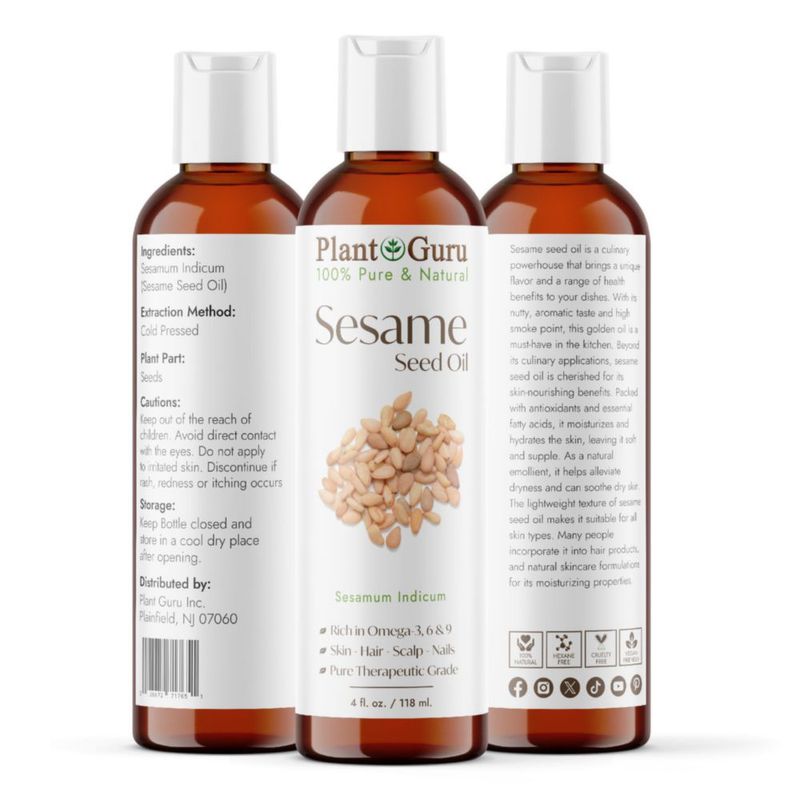 Aceite de Sésamo Plant Guru 118 ml Prensado en Frío 100 % Puro