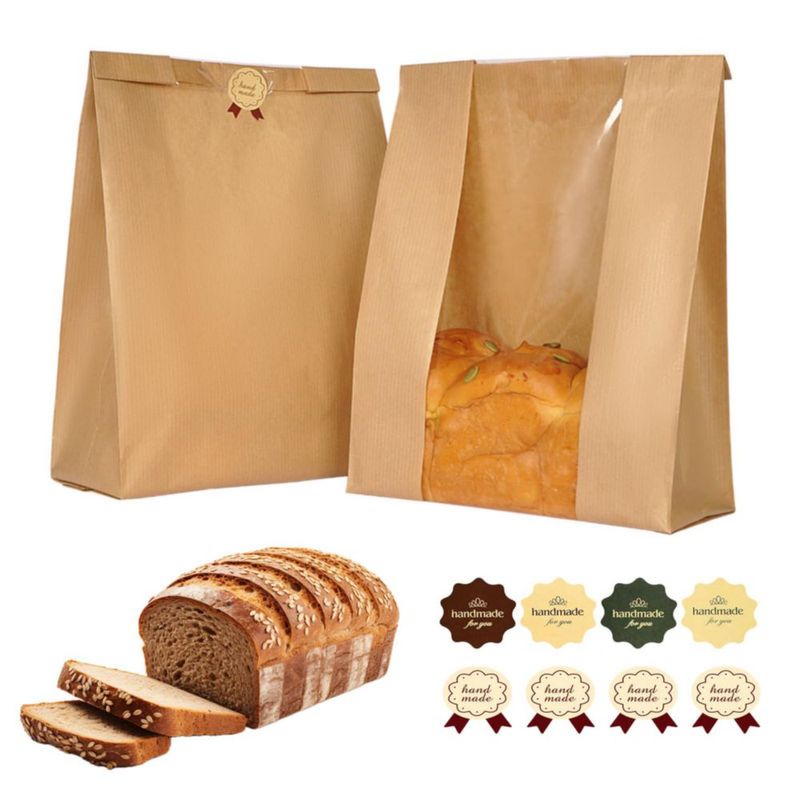 Bolsas para pan Funcoo 25 unidades 36 cm con ventana de papel kraft