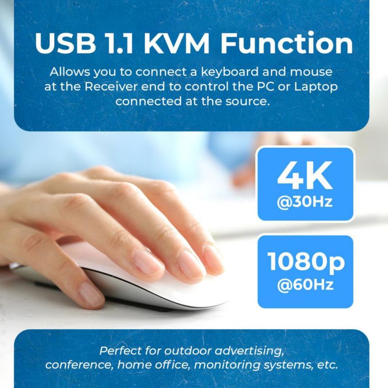 Extensor KVM HDMI OREI 4K 40 m con puertos USB 1.1