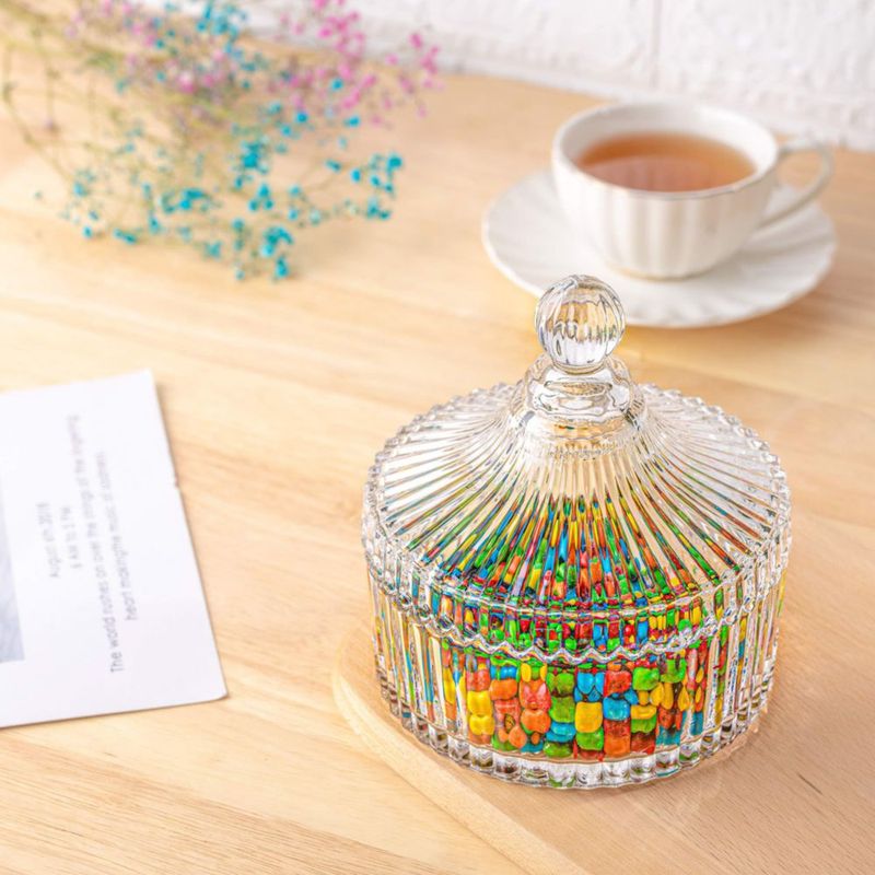 Plato para Dulces de Vidrio ComSaf 400 ml con Tapa Transparente y Diseño Elegante