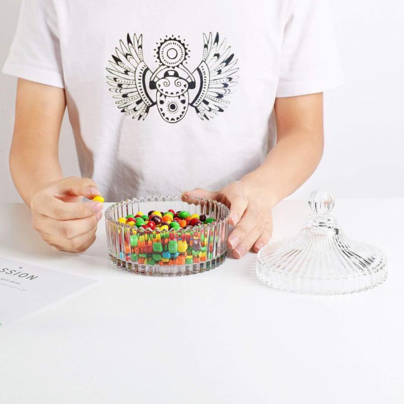 Plato para Dulces de Vidrio ComSaf 400 ml con Tapa Transparente y Diseño Elegante