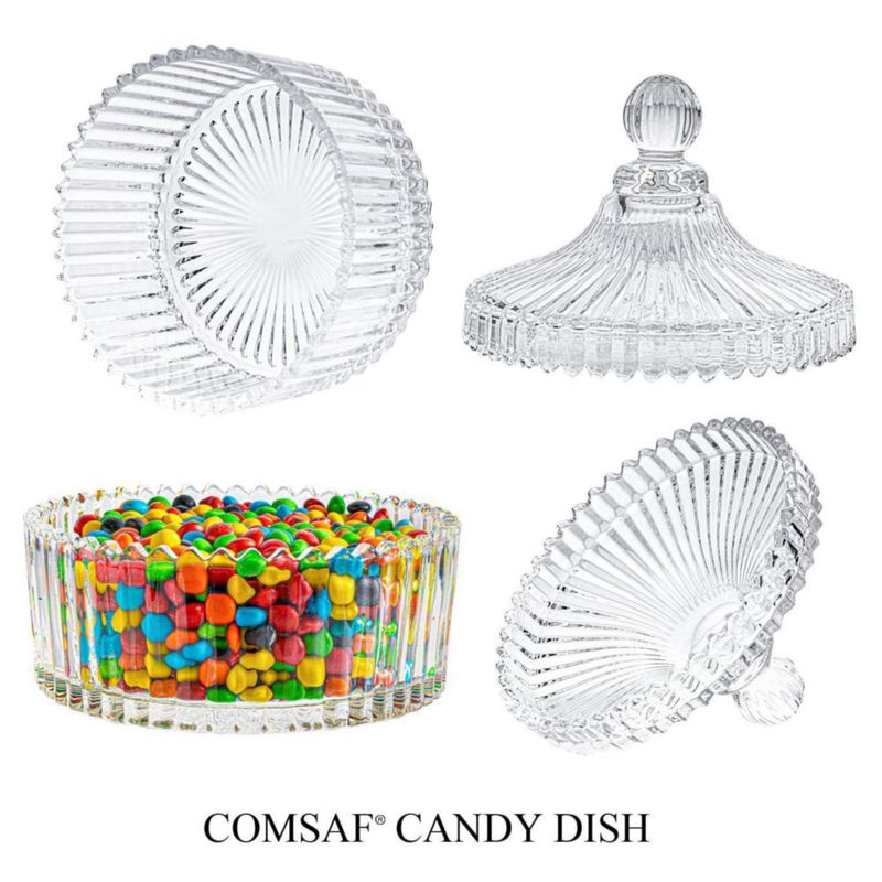 Plato para Dulces de Vidrio ComSaf 400 ml con Tapa Transparente y Diseño Elegante