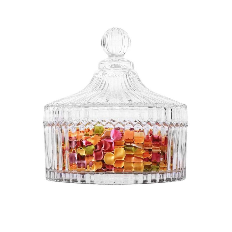 Plato para Dulces de Vidrio ComSaf 400 ml con Tapa Transparente y Diseño Elegante
