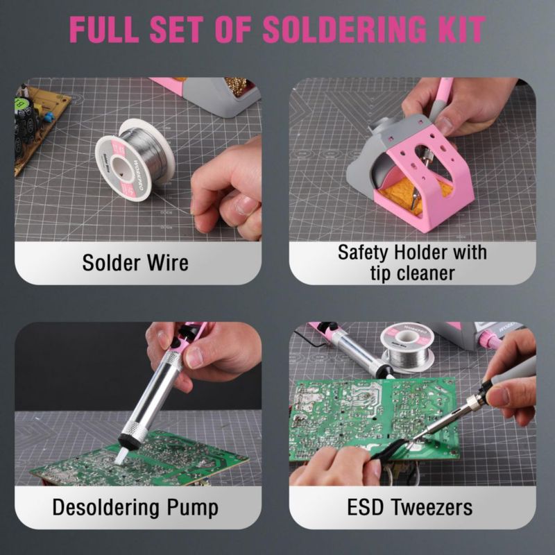 Estación de soldadura WORKPRO kit de soldador de 60 W con pantalla digital 5 puntas extra control de temperatura de precisión para reparación