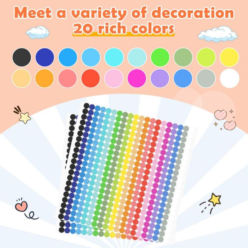 Pegatinas de puntos Nestcode 6720 uds 20 colores 06 cm