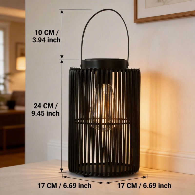 Farol exterior LEOKED 24x17 cm negro alimentado por energía solar