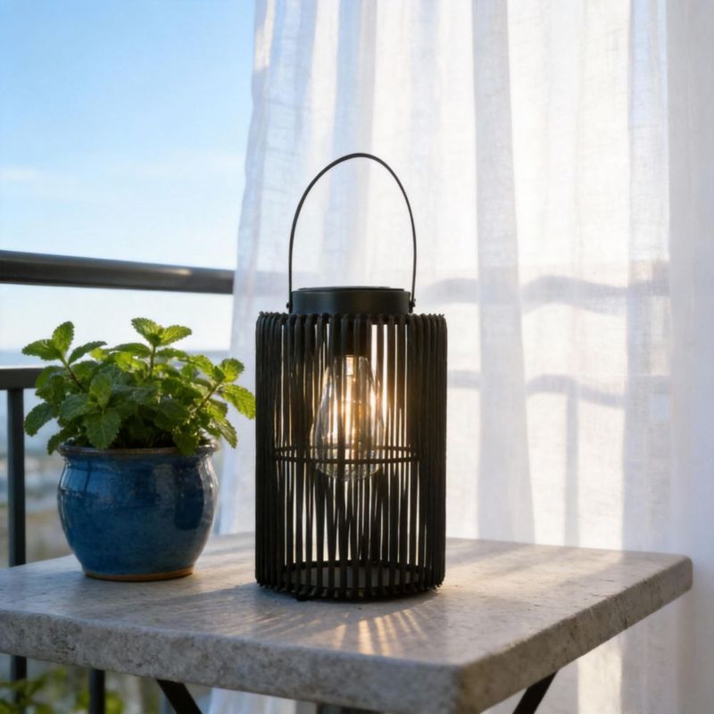 Farol exterior LEOKED 24x17 cm negro alimentado por energía solar