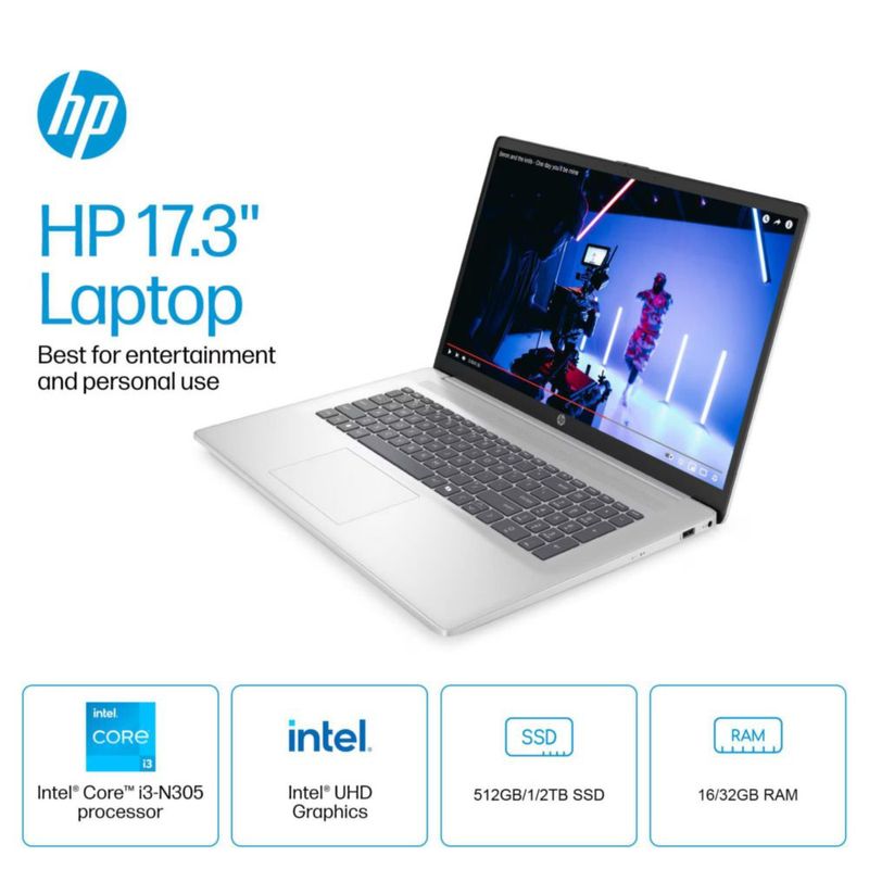 Portátil HP 173" i3‑N305 16 GB RAM 1 TB SSD Wi‑Fi 6