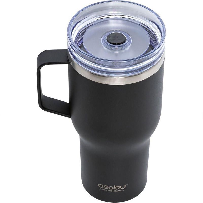 Taza de viaje asobu 09 L negra con recubrimiento cerámico