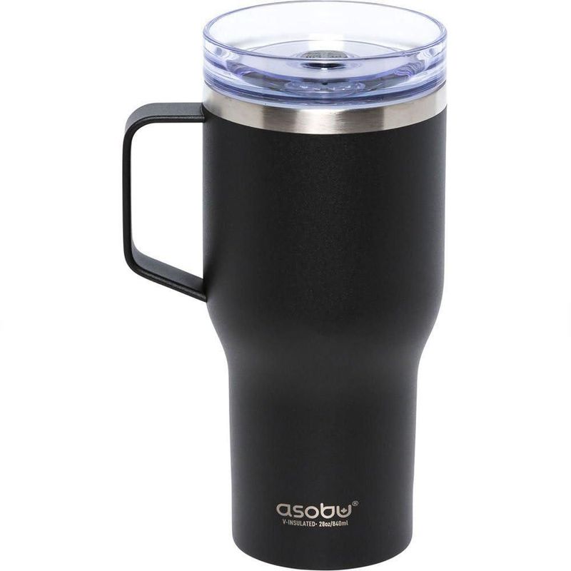 Taza de viaje asobu 09 L negra con recubrimiento cerámico