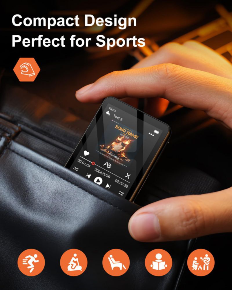 Reproductor MP3 AGXOV 128 GB Bluetooth 5.4 Sonido Hi‑Fi