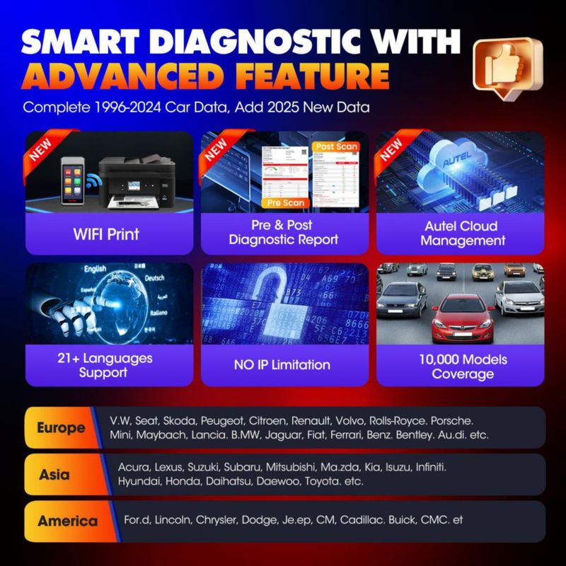Escáner OBD2 Autel MD906 PRO 2026 – Diagnóstico de todos los sistemas y 11 funciones de servicio