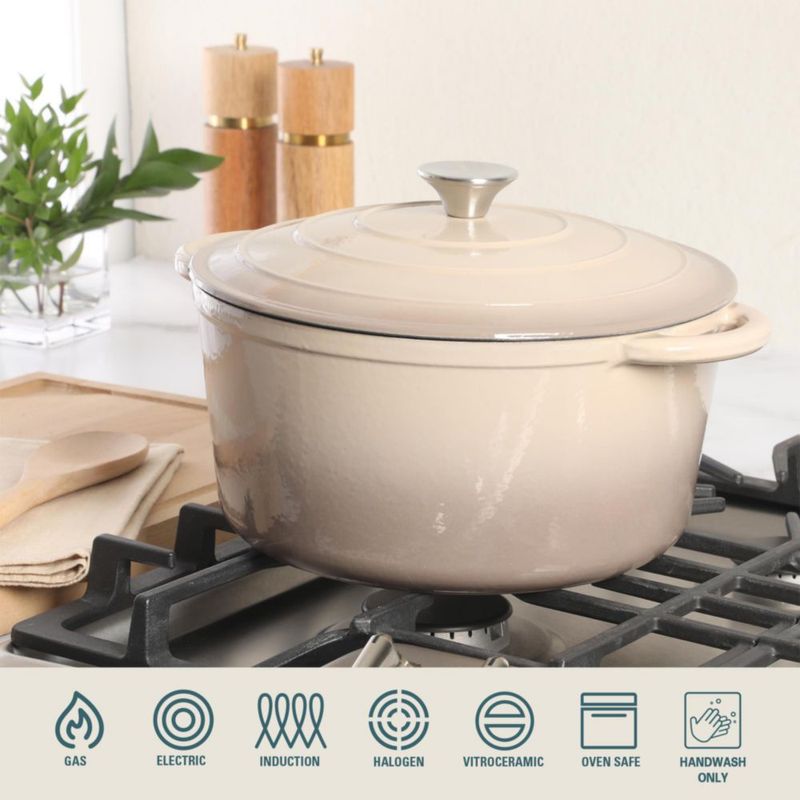 Cazuela de hierro fundido esmaltada Gibson Home 7 cuartos acabado degradado topo