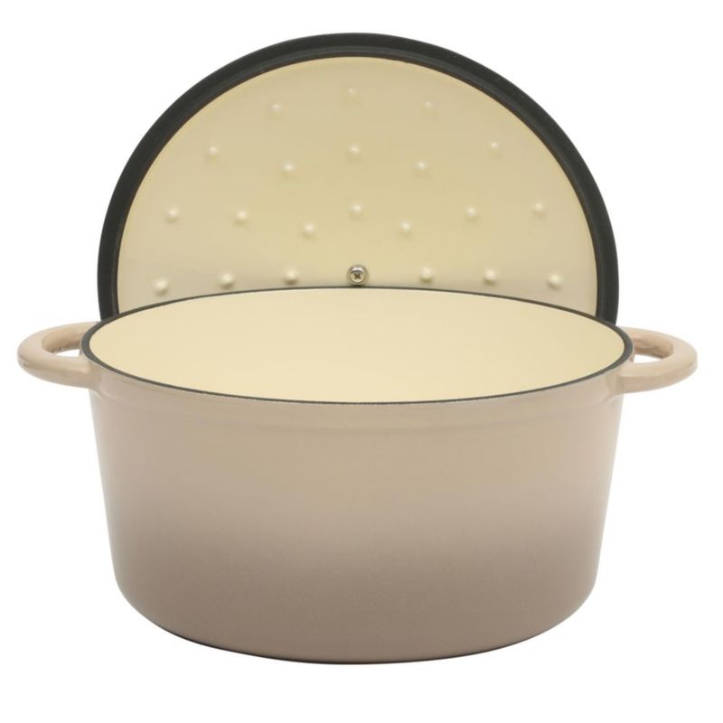 Cazuela de hierro fundido esmaltada Gibson Home 7 cuartos acabado degradado topo
