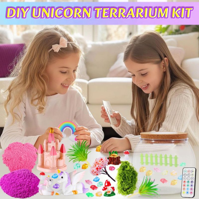 Kit de Terrario Hannstar Unicornio con Luz LED DIY para Niñas