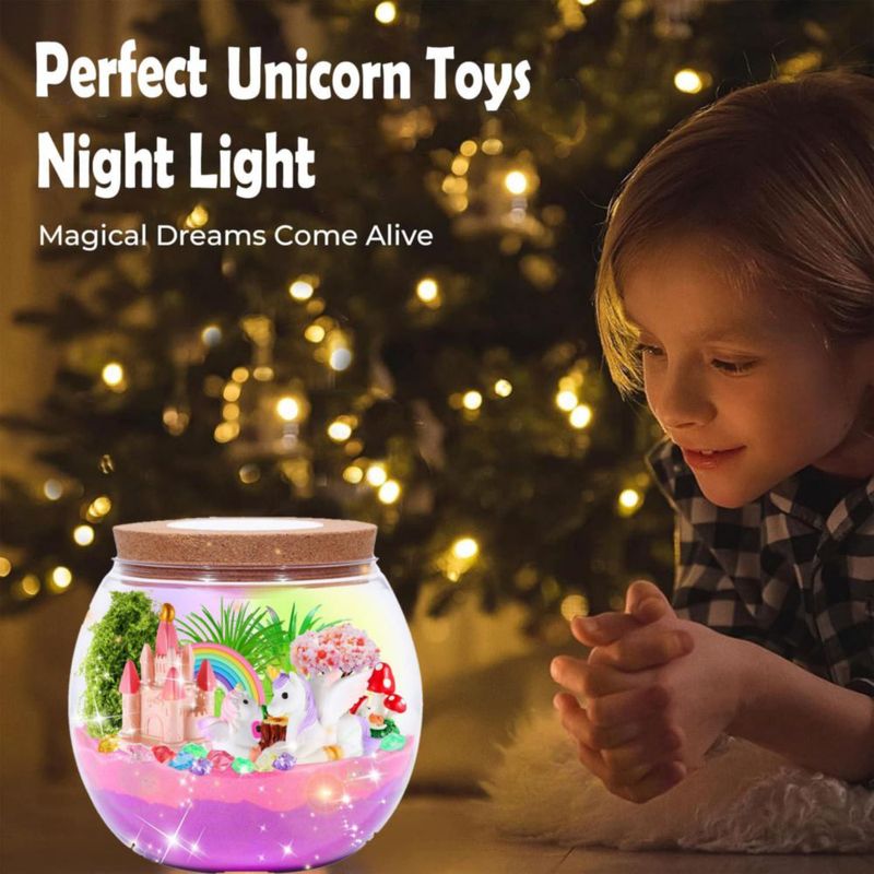 Kit de Terrario Hannstar Unicornio con Luz LED DIY para Niñas
