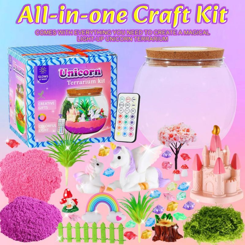 Kit de Terrario Hannstar Unicornio con Luz LED DIY para Niñas