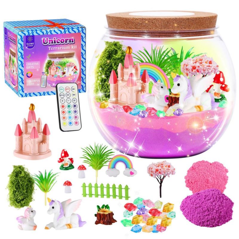 Kit de Terrario Hannstar Unicornio con Luz LED DIY para Niñas