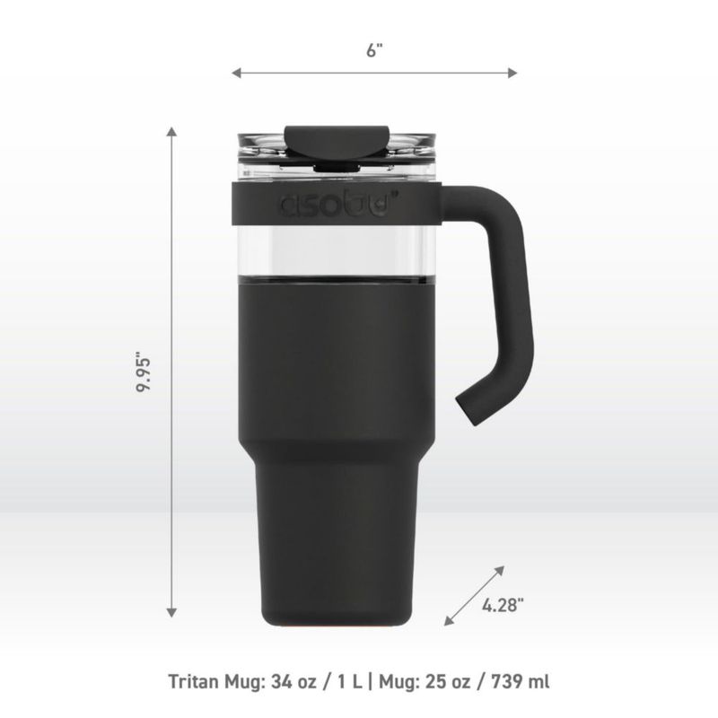 Vaso térmico Asobu 1 L negro con funda y pajita
