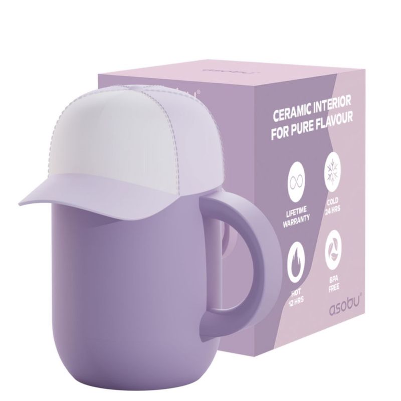Taza para Beber asobu 355 ml Morada con Recubrimiento Cerámico