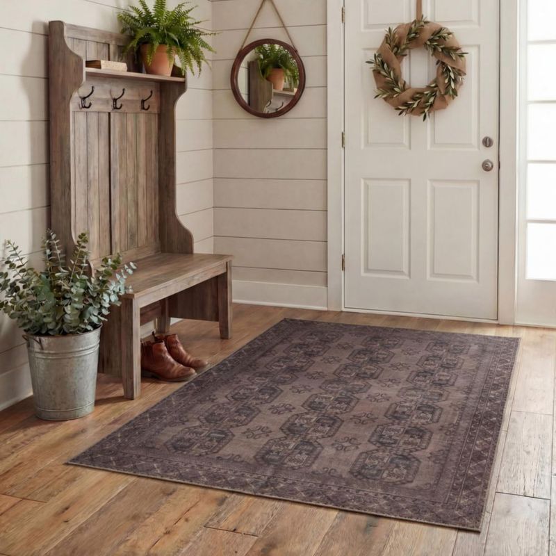 Alfombra Kuden 91 cm x 152 cm Lavable Vintage Antideslizante