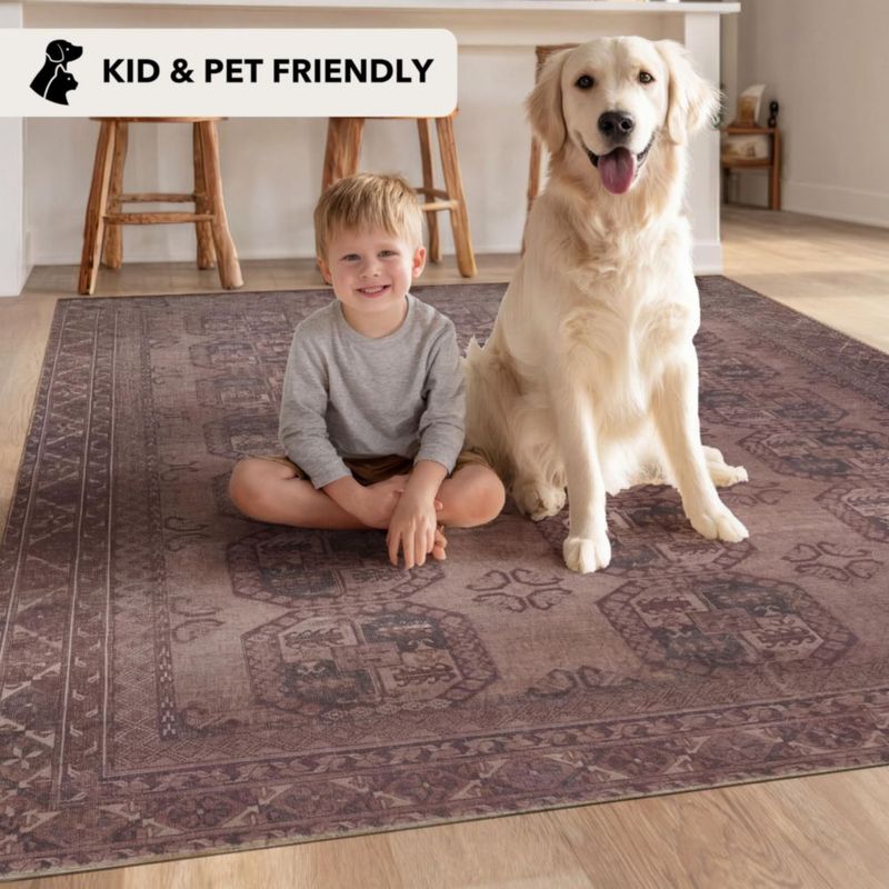 Alfombra Kuden 91 cm x 152 cm Lavable Vintage Antideslizante