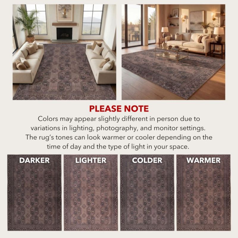 Alfombra Kuden 91 cm x 152 cm Lavable Vintage Antideslizante
