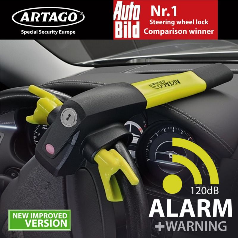 Candado para volante Artago 870 con alarma de 120 dB y LED