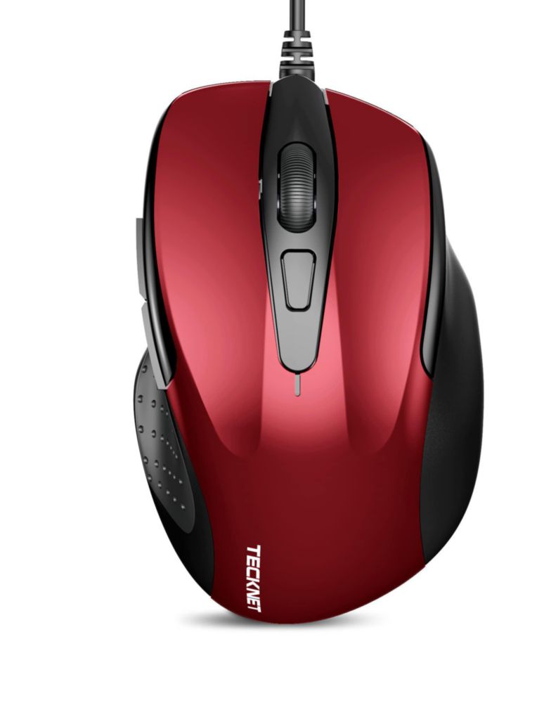 Ratón TECKNET con cable 6 botones 4 niveles DPI rojo