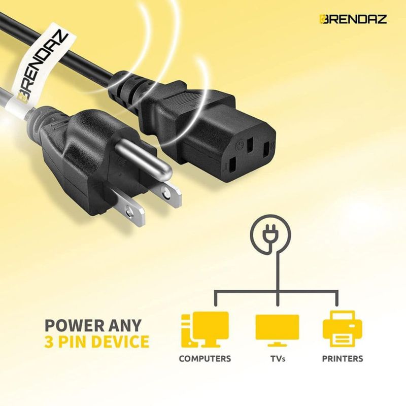 Cable de alimentación BRENDAZ 3 m 3 clavijas NEMA 5-15P C13 125 V