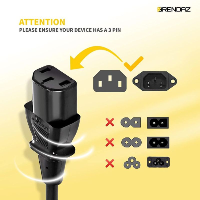 Cable de alimentación BRENDAZ 3 m 3 clavijas NEMA 5-15P C13 125 V