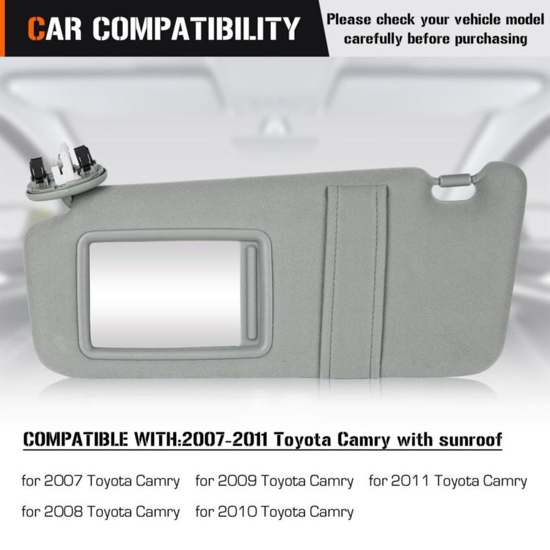 Visor solar Aeagle para Toyota Camry 2007‑2011 gris con espejo y luz