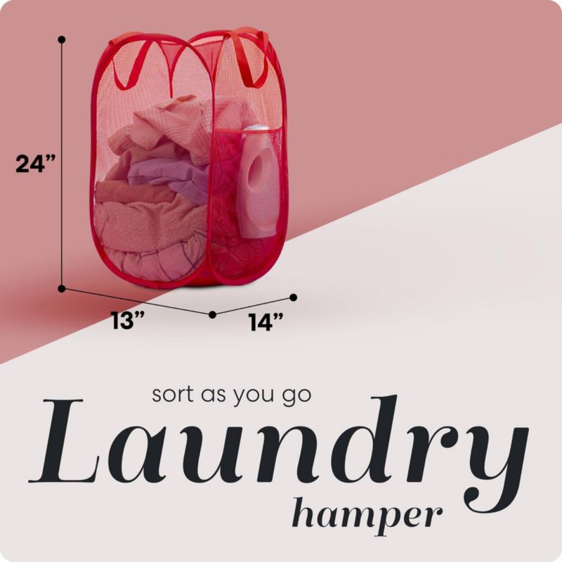 Cesto plegable de malla roja Handy Laundry 36x33x61 cm