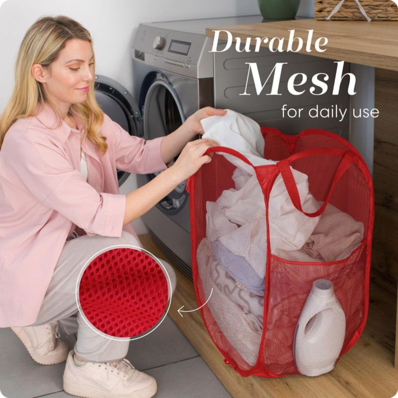 Cesto plegable de malla roja Handy Laundry 36x33x61 cm