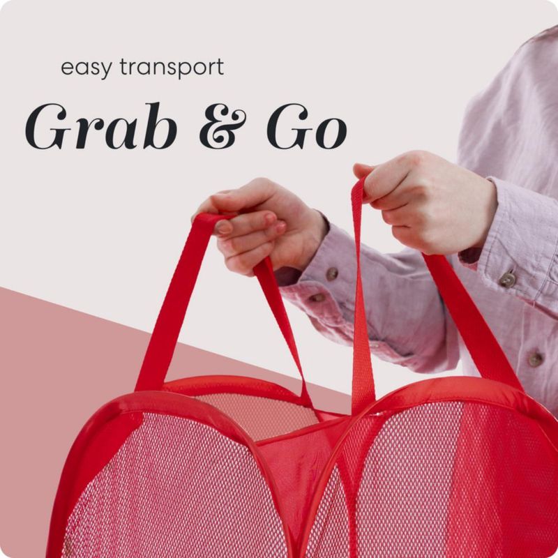 Cesto plegable de malla roja Handy Laundry 36x33x61 cm