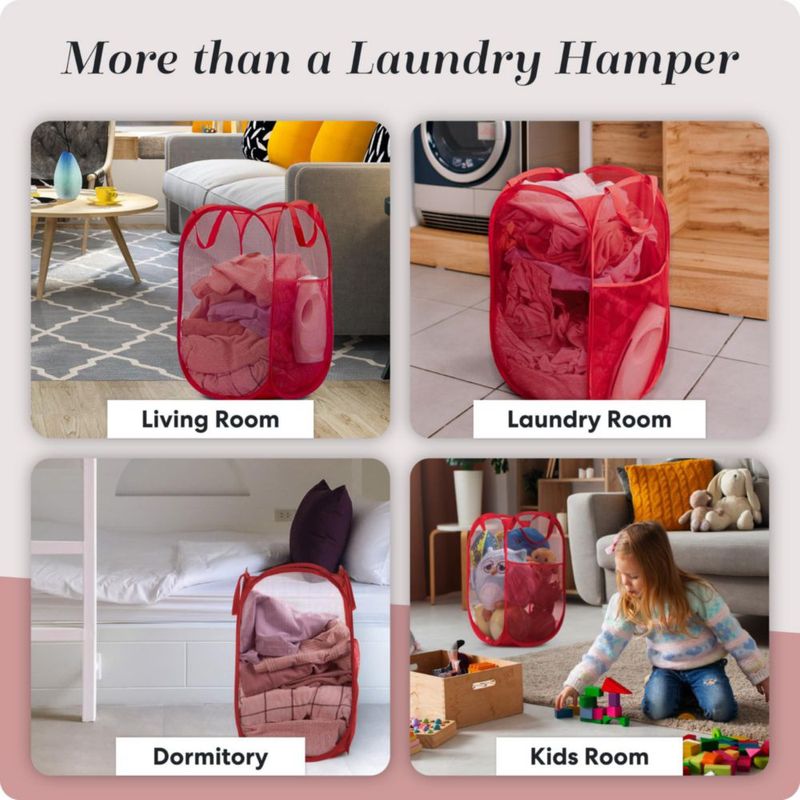 Cesto plegable de malla roja Handy Laundry 36x33x61 cm