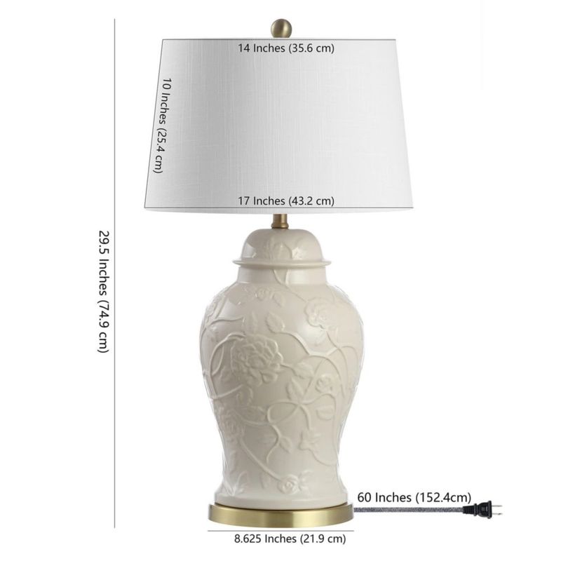 Lámpara JONATHAN Y de 75 cm color crema estilo Chinoiserie con frasco de jengibre