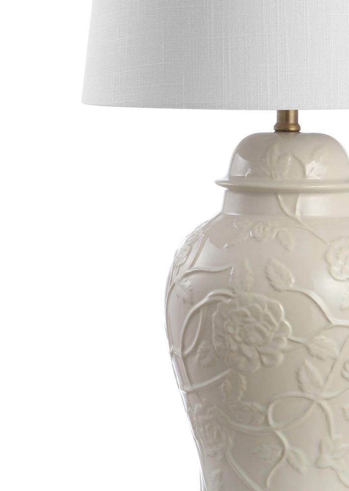 Lámpara JONATHAN Y de 75 cm color crema estilo Chinoiserie con frasco de jengibre