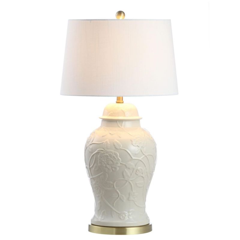 Lámpara JONATHAN Y de 75 cm color crema estilo Chinoiserie con frasco de jengibre