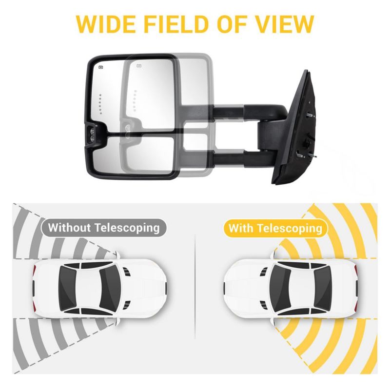 Espejos de Remolque Sanooer para Chevrolet Silverado y GMC Sierra