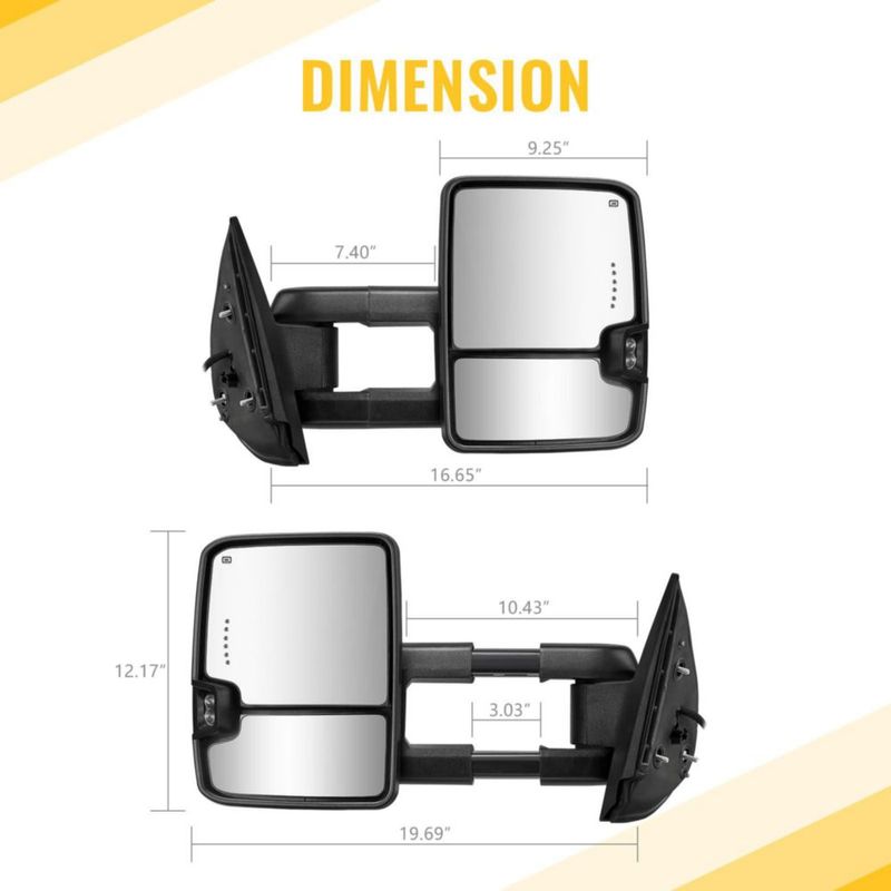 Espejos de Remolque Sanooer para Chevrolet Silverado y GMC Sierra