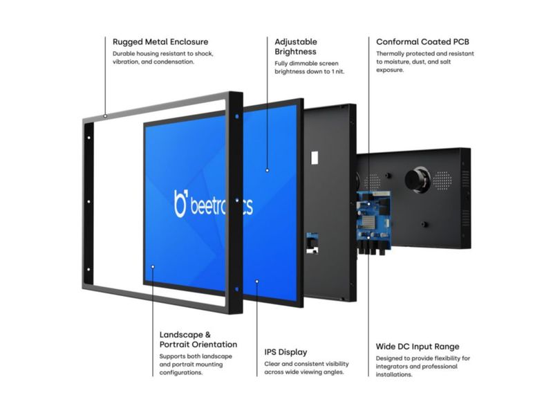 Monitor Beetronics 30 cm Full HD IPS 12HD7M